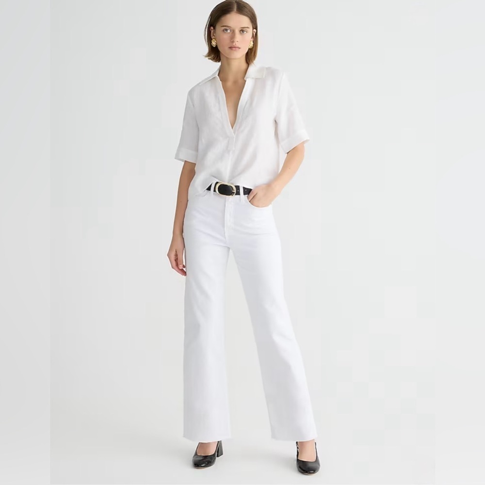 J. Crew Women’s Cotton Blend Slim Wide-Leg Jean In White Wash BP461 Size 32 NWT